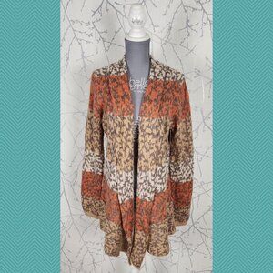 Lucy & Laurel Colorblock Stripe Alpaca Wool Blend Open Cardigan